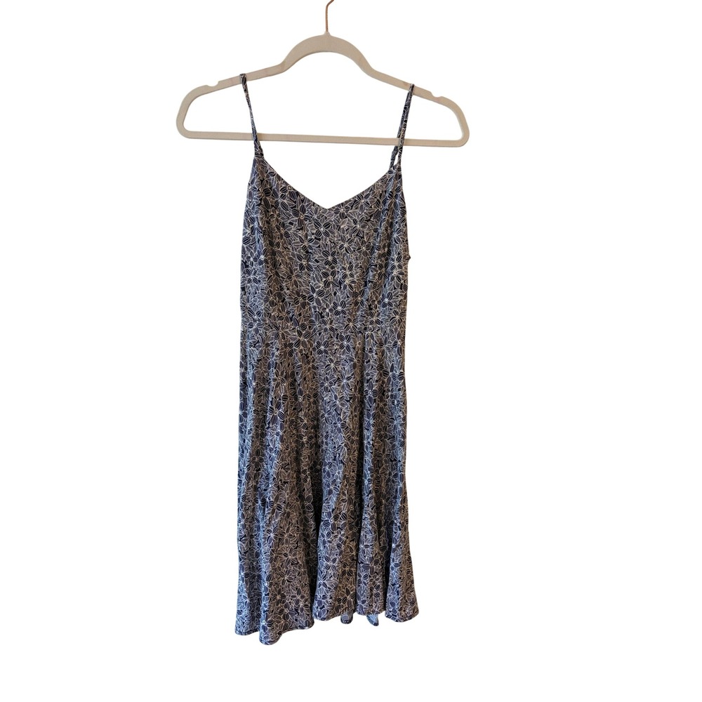 Old Navy Navy Blue White Floral Smocked Back Mini Dress Small V-Neck Sun Dress
